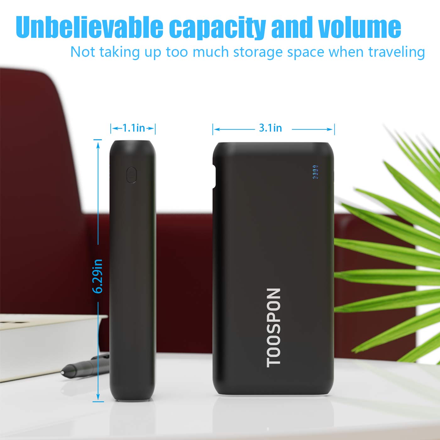 TOOSPON 50000mAh Powerbank, Power Bank,  USB C fast charging, built-in flashlight portable charger For iphone, ipad, Samsung, Huawei, Smartphones Speaker etc.