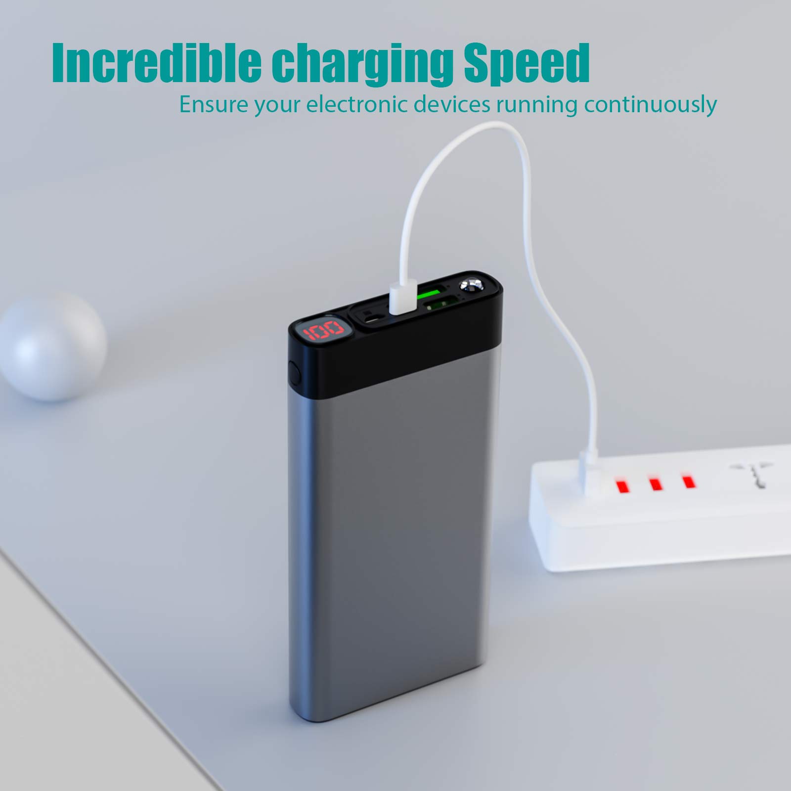 ELEFULL-Portable Power Bank, 26800mAh with QC3.0 22.5W & USB C PD20W Fast Charger in Secure Metal Case, LED Display, Flashlight - Compact & Stylish Chargers For iphone, ipad, Samsung, Huawei, Smartphones etc.
