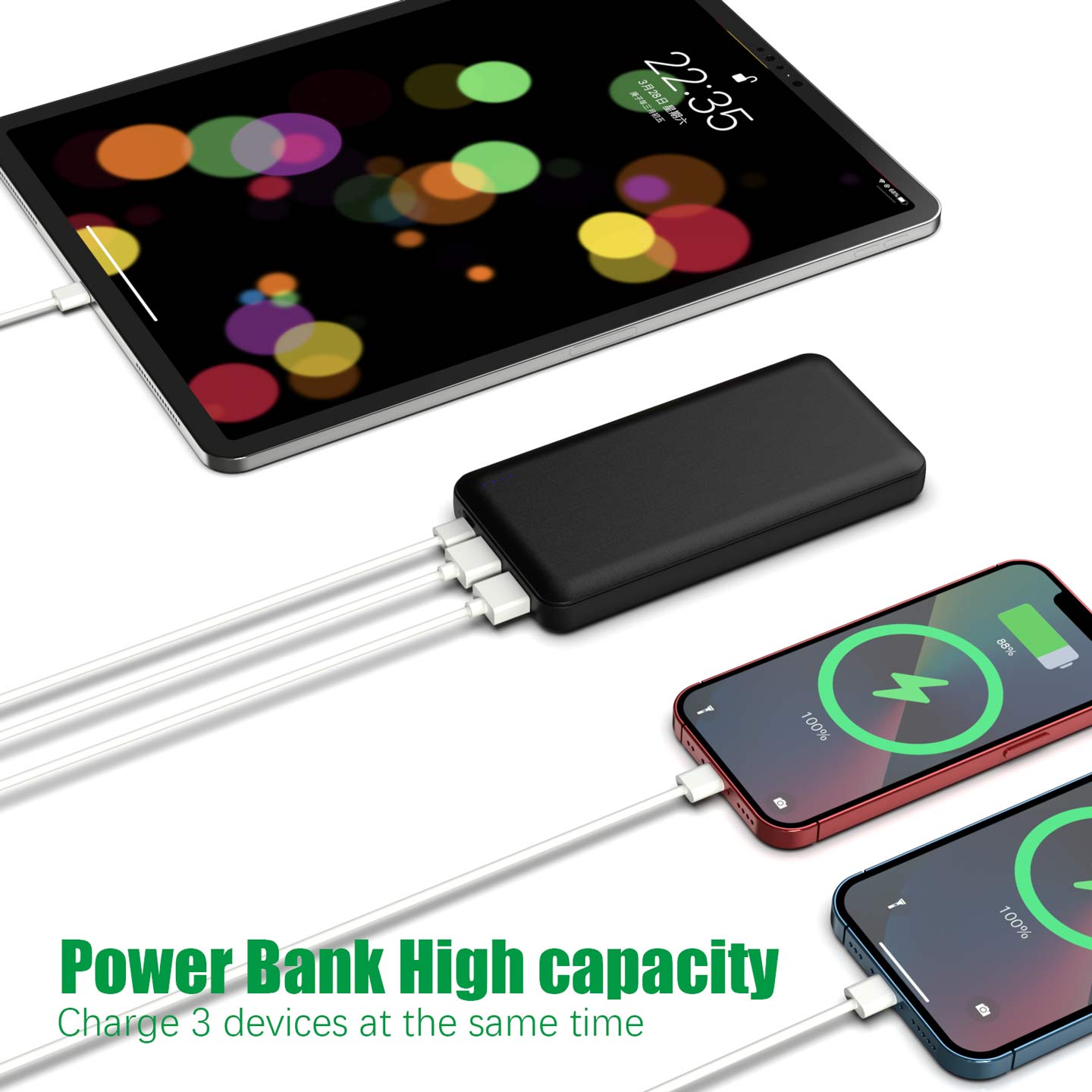 Mini Power bank portable charger 10000mAh, Externer Akku For iphone, ipad, Samsung, Huawei, Smartphones Speaker etc.