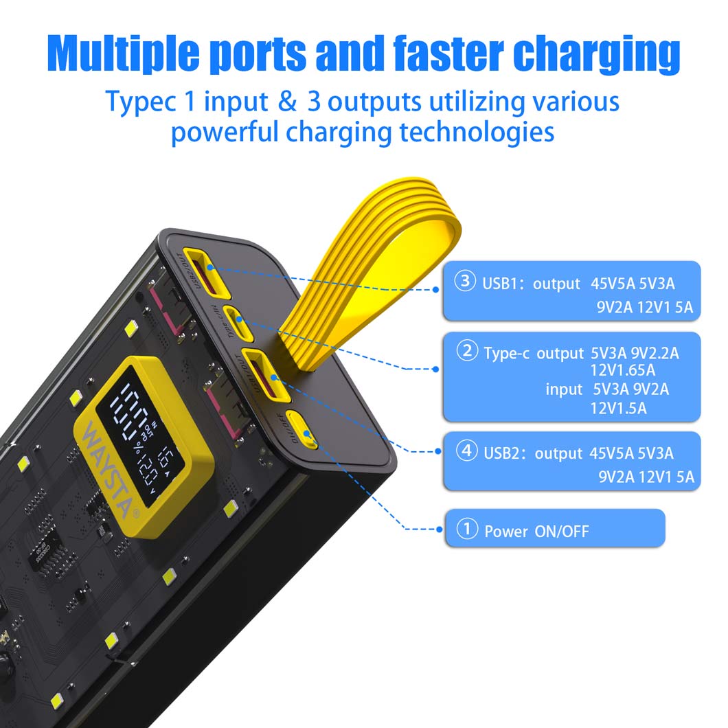 Power Bank 26800mAh, QC 3.0 22.5W and PD 20W Fast Charge, Powerbank, External Battery Pack, TYPE-C input/output Portable Charger for iphone, ipad, Samsung Galaxy, Huawei, Smartphones etc.