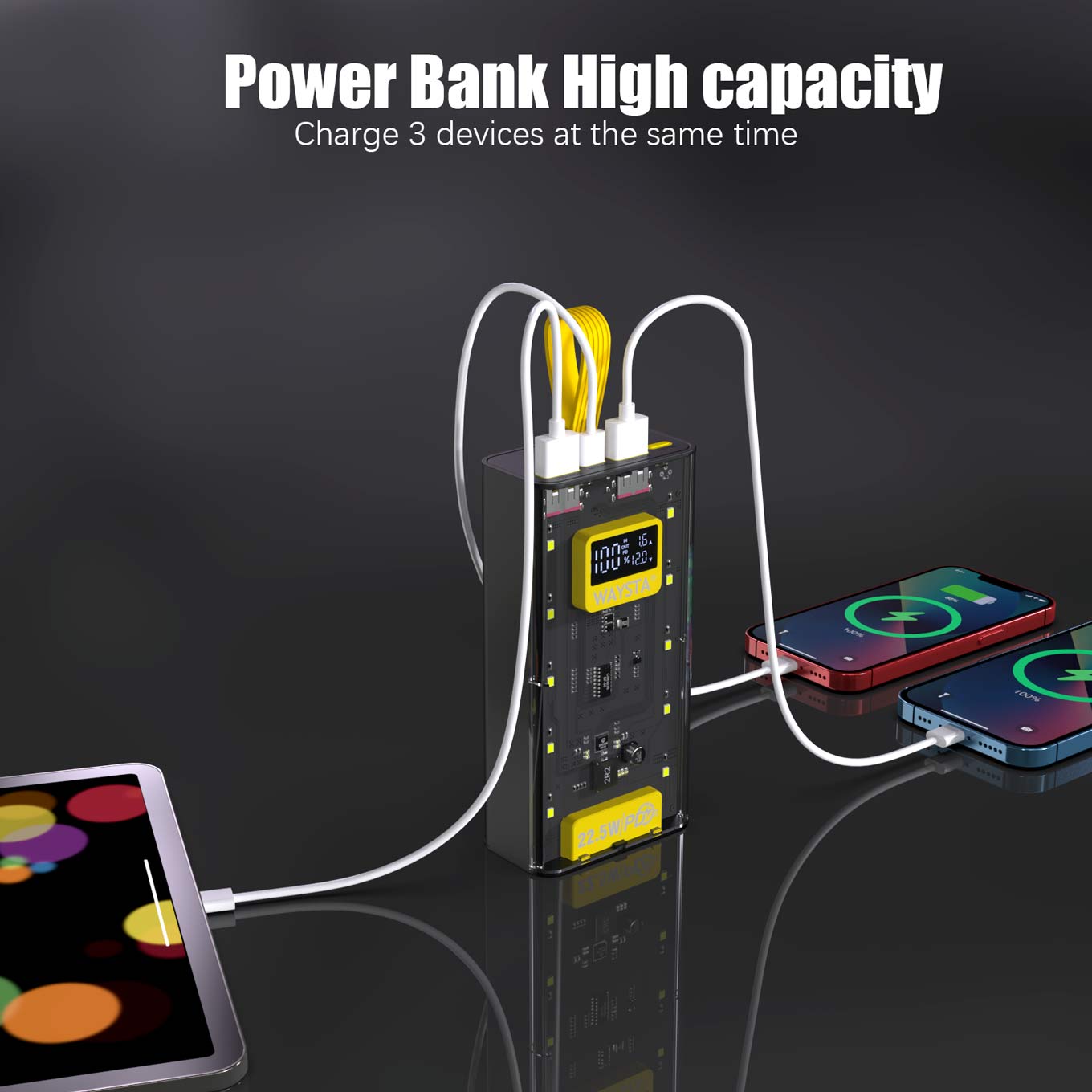 Power Bank 26800mAh, QC 3.0 22.5W and PD 20W Fast Charge, Powerbank, External Battery Pack, TYPE-C input/output Portable Charger for iphone, ipad, Samsung Galaxy, Huawei, Smartphones etc.