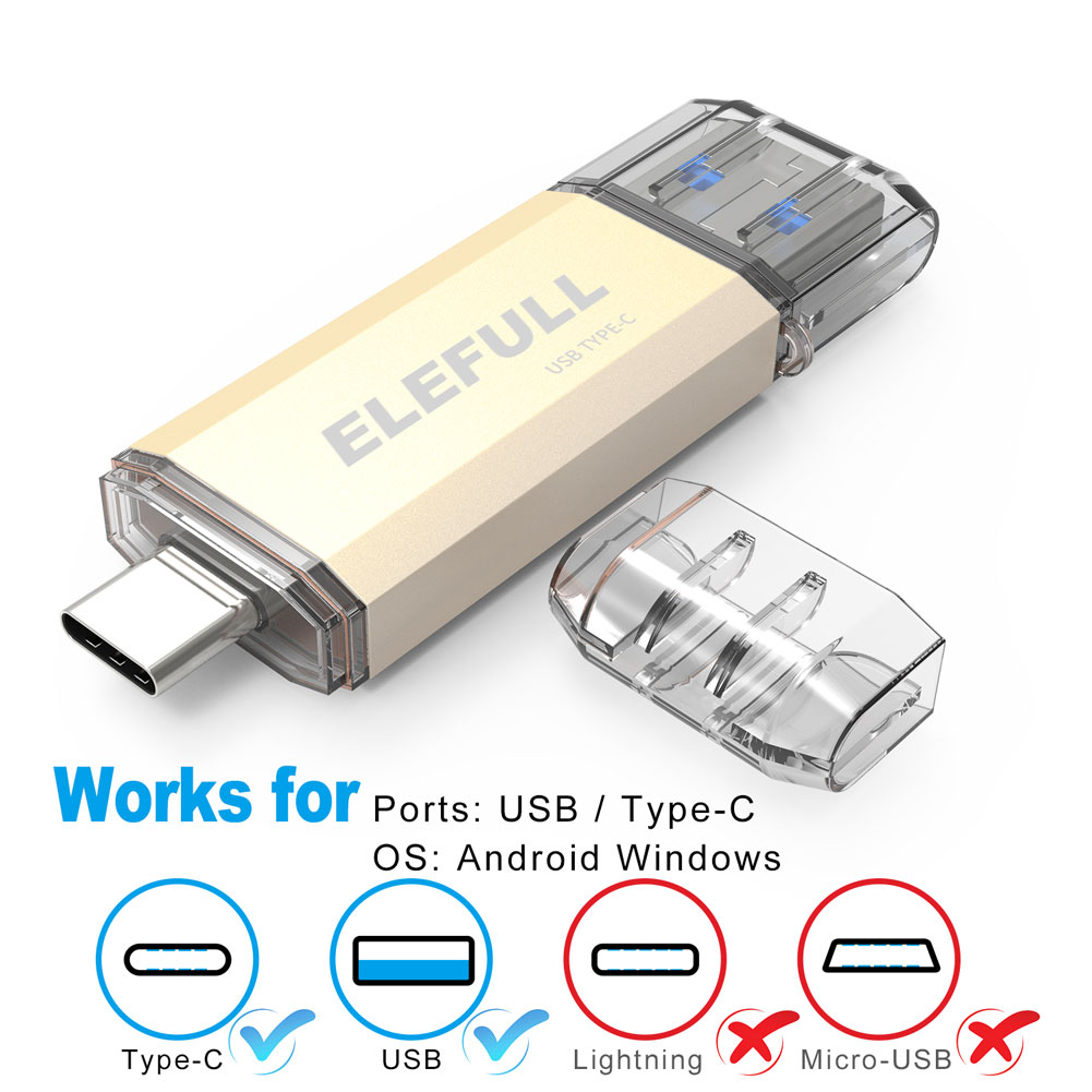 (United States) Type C / USB C Flash drive for Android smart phone and computer TV speaker car player etc. copy photos videos music work and life